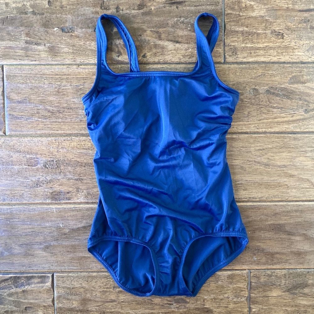 Lands End Tugless Sporty One Piece Swimsuit Size 2 Bright Blue Soft Cup Modest